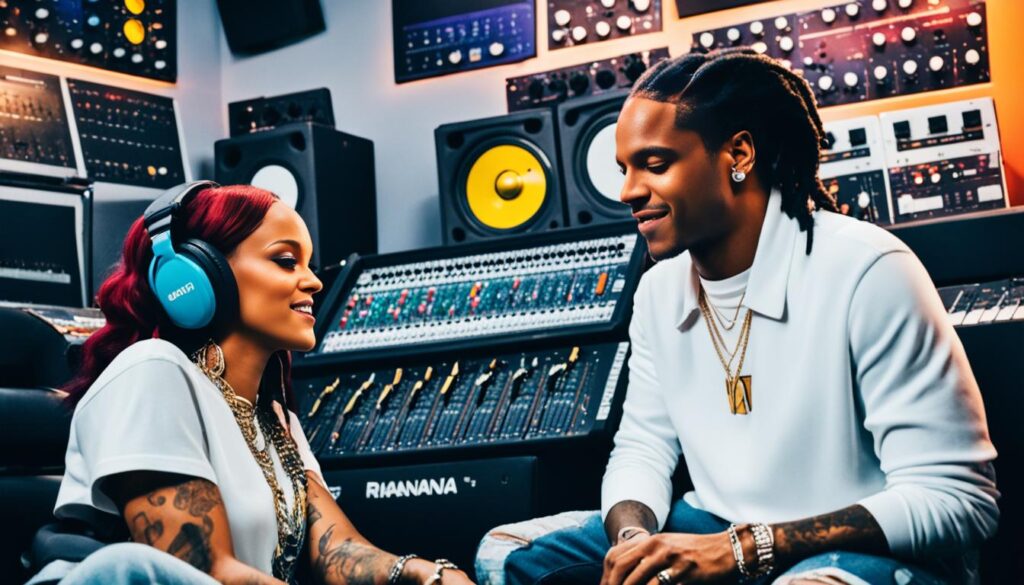 Rihanna and ASAP Rocky in the studio