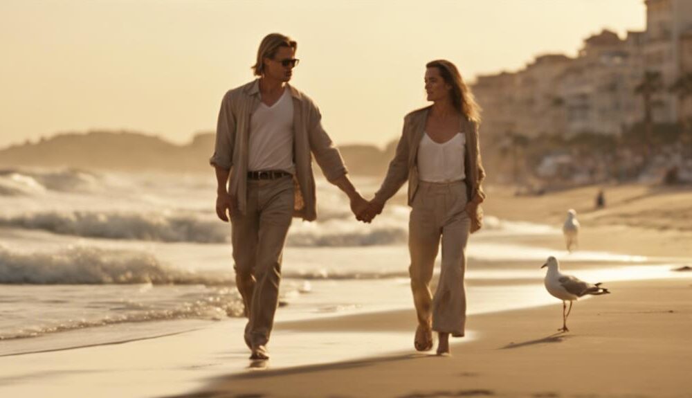celebrity couple romantic walk