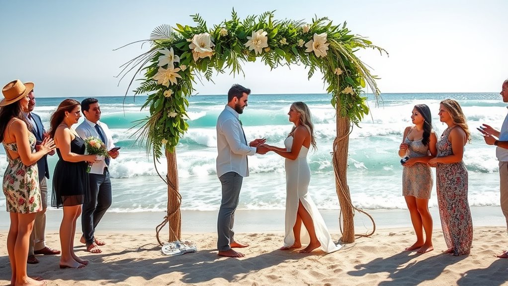 beachside wedding with family