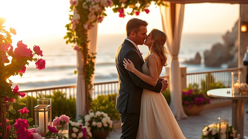 romantic beachside celebration setting