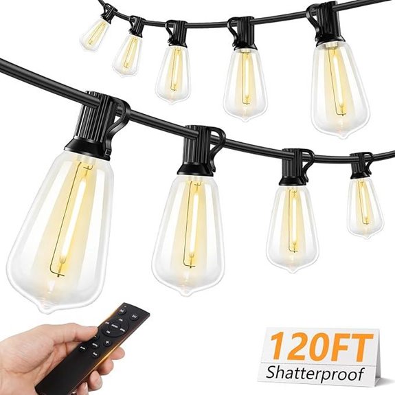 Brightever 120FT Outdoor String Lights with Remote