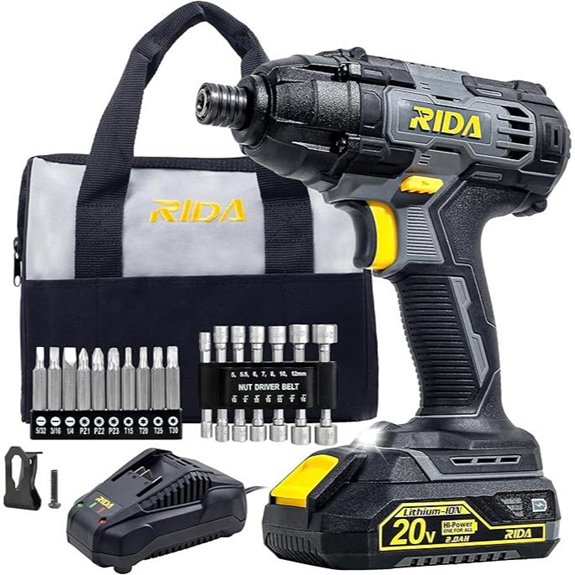 RIDA 20V Impact Driver Kit with Bits and Bag