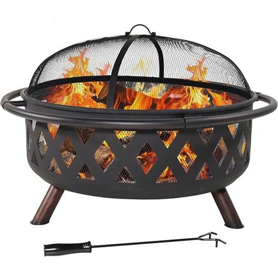 Sunnydaze 36-Inch Outdoor Wood Fire Pit with Cover