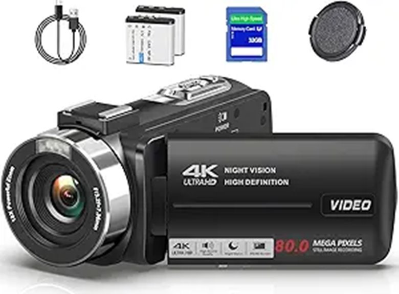 4K Vlogging Camera with Night Vision and 32GB Card