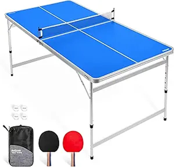 GoSports 6x3 ft Adjustable Mid-Size Table Tennis Set