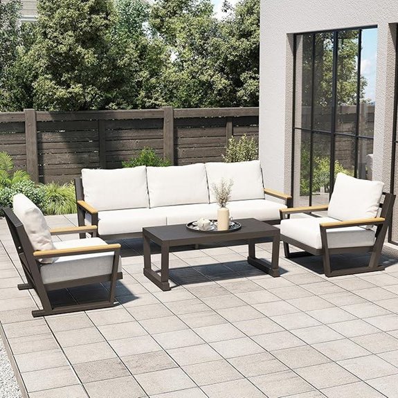 Aluminum 4-Seat Outdoor Patio Sofa Set with Cushions