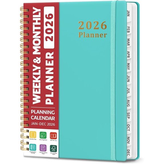 2026 Weekly & Monthly Planner Hardcover Aquamarine