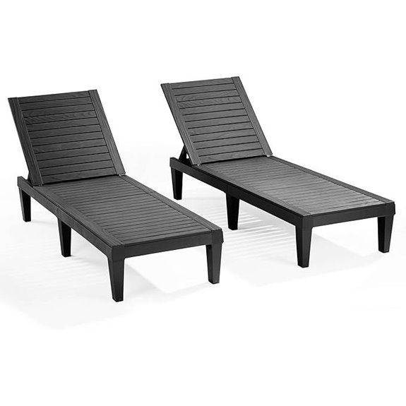 Nestl Black Outdoor Reclining Pool Lounge Chairs (Set of 2)