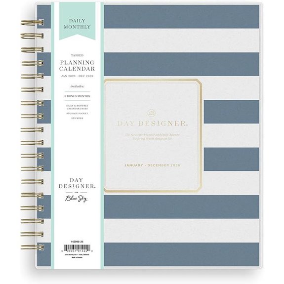 Blue Sky Day Designer 2026 Planner with Tabs and Stickers