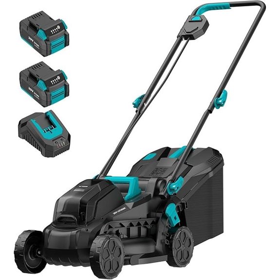Electric Cordless Lawn Mower with Batteries and Charger
