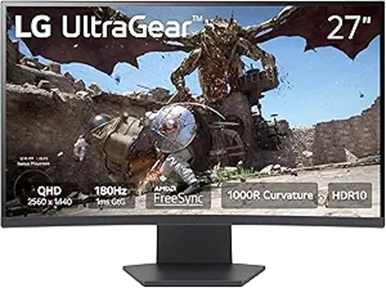 LG 27GS60QC-B Ultragear Curved Gaming Monitor