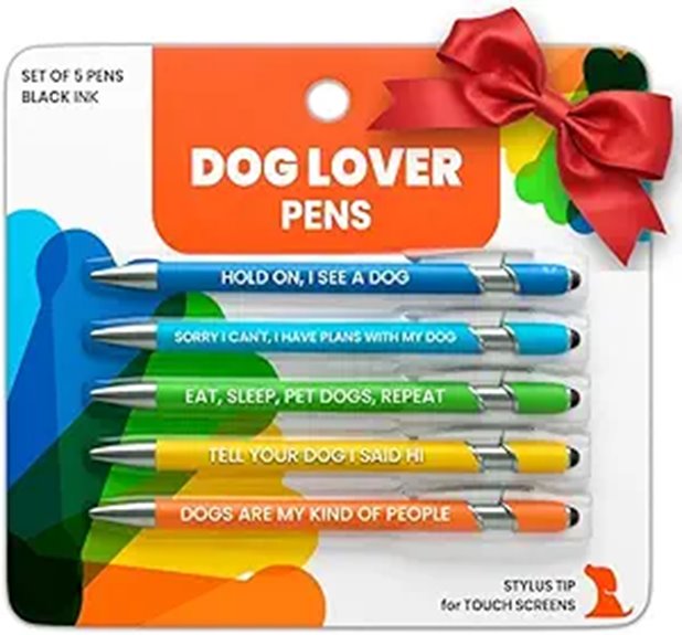 Funny Dog Lover Gift Pen Set with Dog Quotes