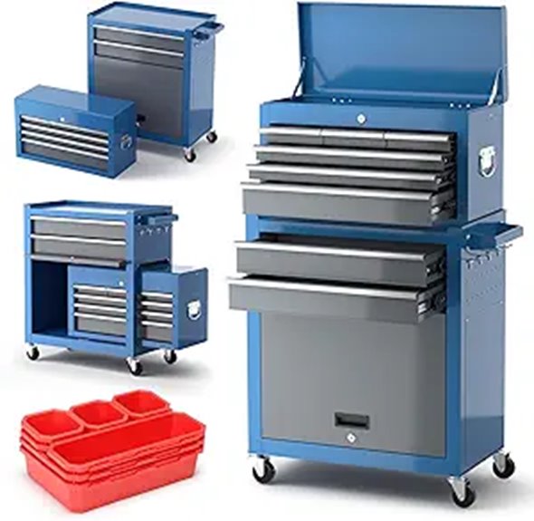8-Drawer Rolling Tool Chest with Detachable Top
