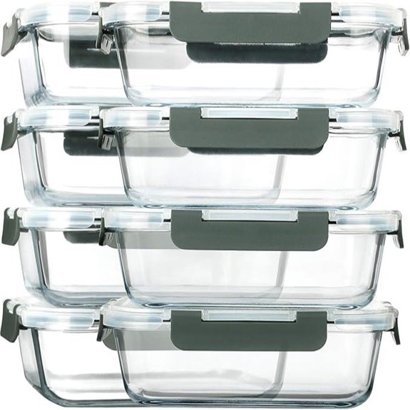 8-Pack Glass Meal Prep & Food Storage Containers