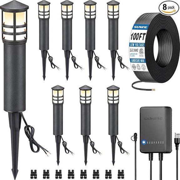 SUNVIE 8-Pack LED Landscape Lighting Kit with Transformer