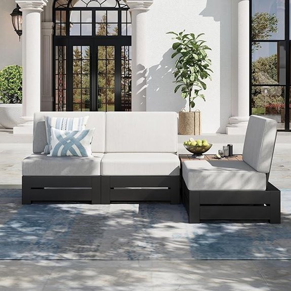 Upgraded 4-Piece Metal Patio Sectional Set