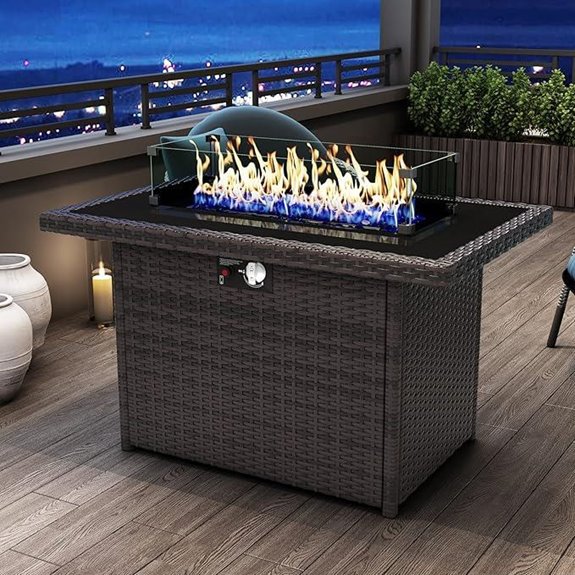 44-Inch Propane Fire Pit Table with Wind Guard