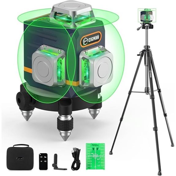 CIGMAN 3D Laser Level with Tripod and Remote