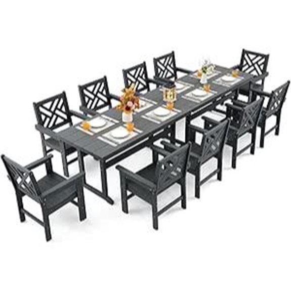 12-Piece HDPE Outdoor Dining Set with Umbrellas