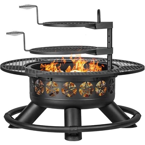 47 Inch Outdoor Fire Pit with Grills and Lid