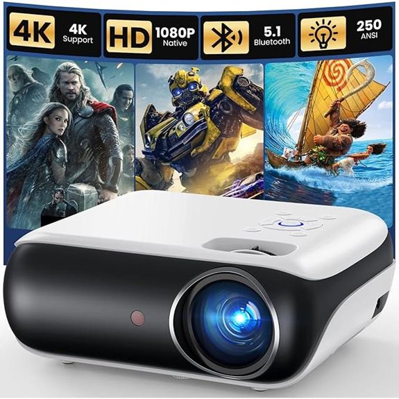 HAPPRUN 1080P Portable Bluetooth Mini Projector