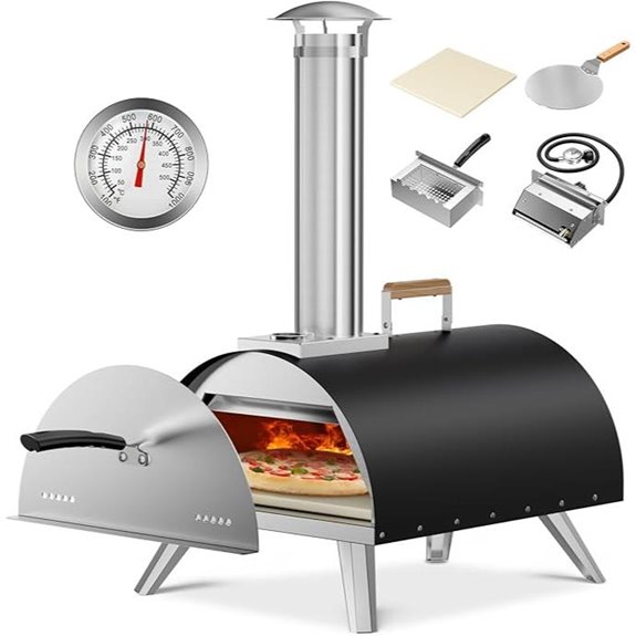 Portable Multi-Fuel Pizza Oven with Thermometer