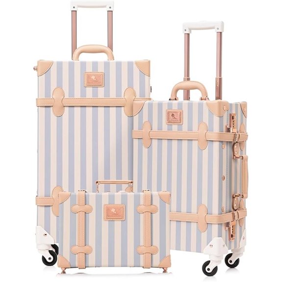 Vintage Luggage Set of 3 with Spinner Trunks