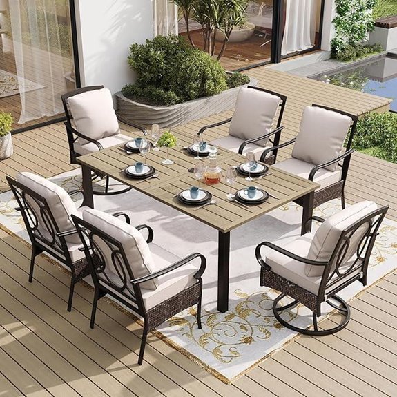 7-Piece Patio Dining Set with Cushioned Chairs