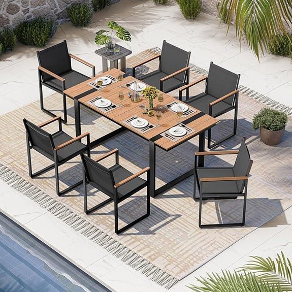 Outdoor Dining Set with Umbrella Hole 7 Pieces