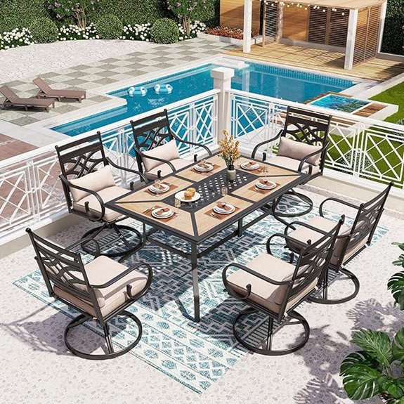PHI VILLA 6-Piece Patio Dining Set with Umbrella