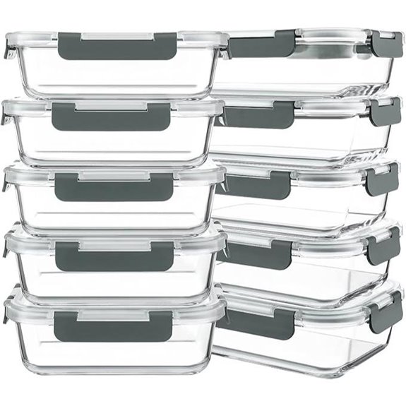 KOMUEE 10-Pack 30oz Glass Food Storage Containers