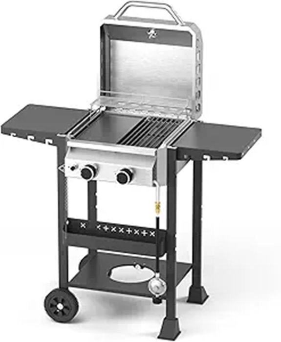 2-Burner Propane Gas Grill with Cast Iron Grates