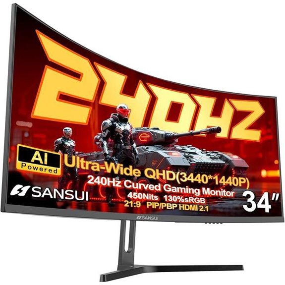 SANSUI 34 Ultrawide Curved Gaming Monitor (3440x1440)