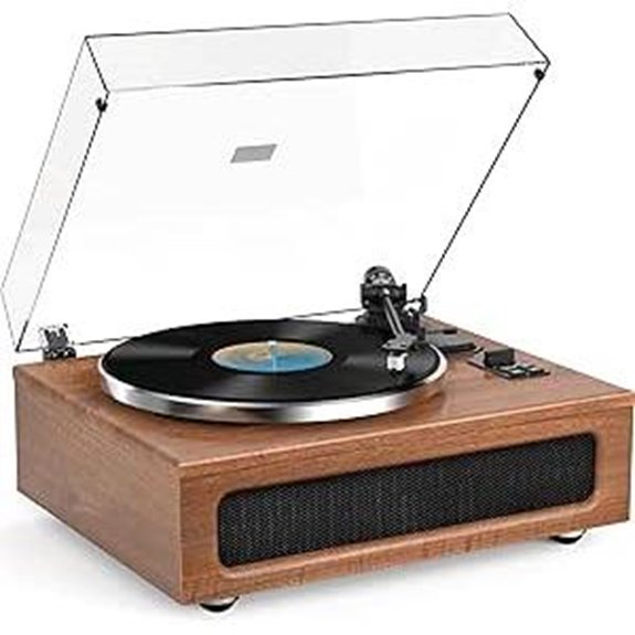 Vintage Turntable with Built-in Speakers and Bluetooth