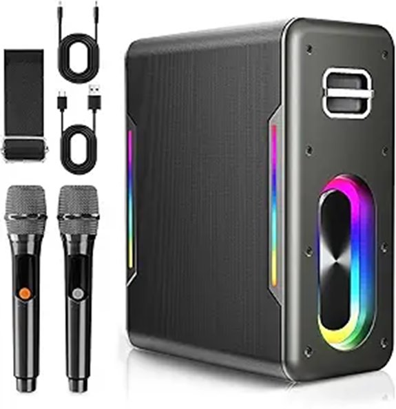 Portable Bluetooth Karaoke Machine with Wireless Microphones