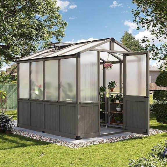 Aoxun 6x8 ft Wood Greenhouse with Vent and Lock